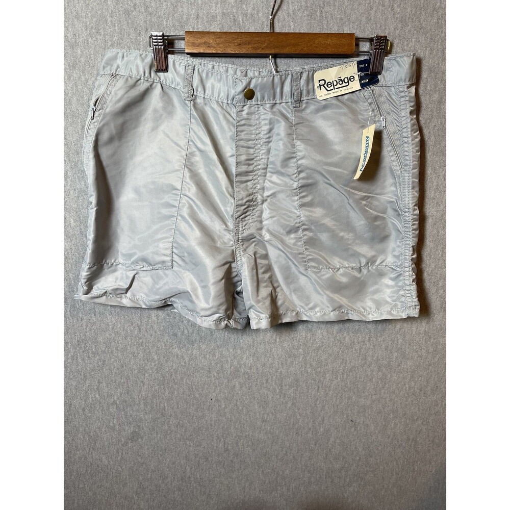 Vintage Repage Men's Nylon Athletic Shorts Silver Gray Size 32 Made in Jamaica
